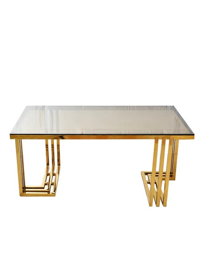 Rectangular Center Solitaire Table Gold Stainless Steel